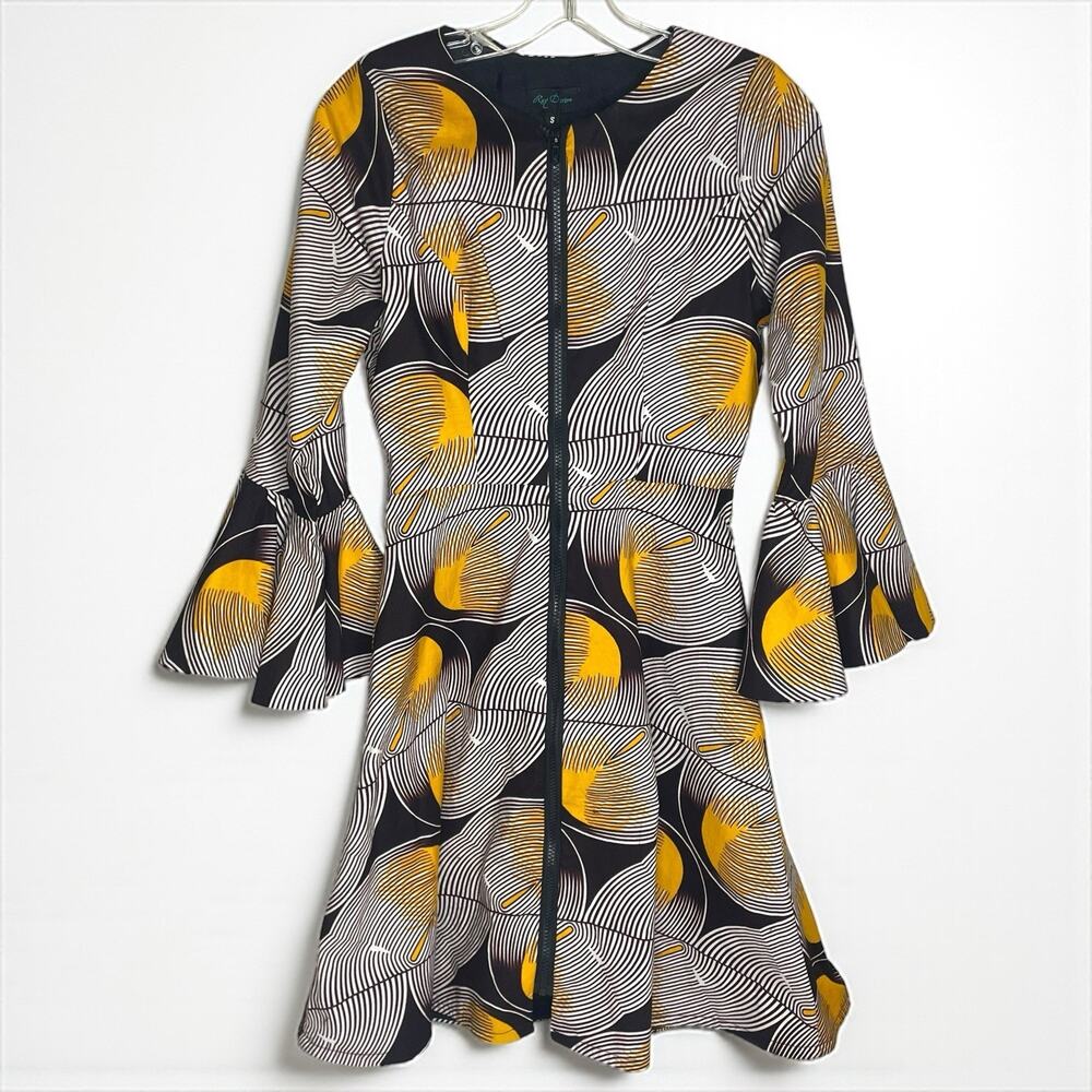 Ray Darten Jamila Afrocentric Ethnic Boho Dress S Bell Sleeve Coquette